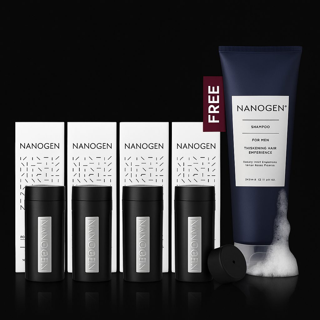 NANOGEN Thickening Hair Fibres 30g (Pack of 4) + FREE NANOGEN Shampoo for Men 240ml